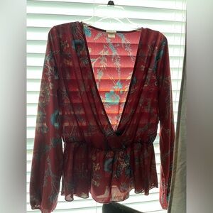 Daytrip Red and Blue Floral Top